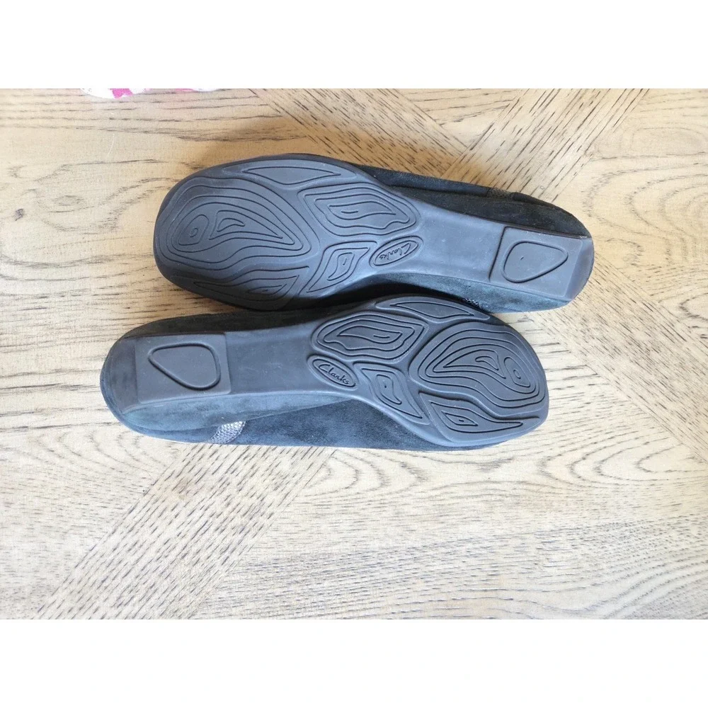 Clarks Artisan Shoes Slip On Black Suede Womens Size 10W Comfort Clarks - Picture 8 of 10
